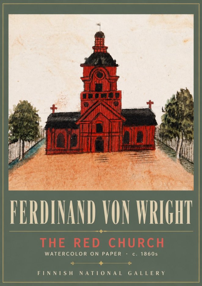 Ferdinand von Wright The Red Church No5 - Affiche