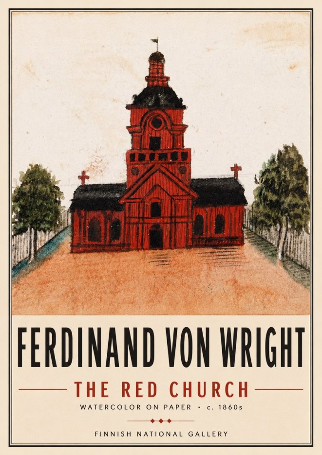 Ferdinand von Wright The Red Church No6 - Affiche