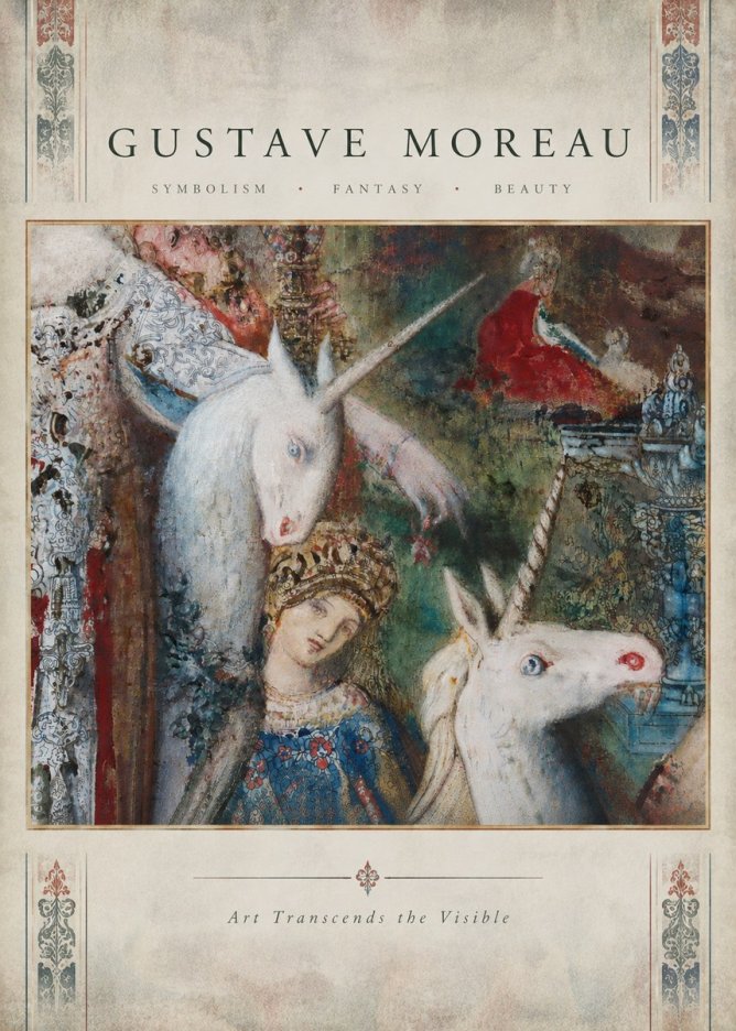 Gustave Moreau The Unicorns II No4 - Affiche