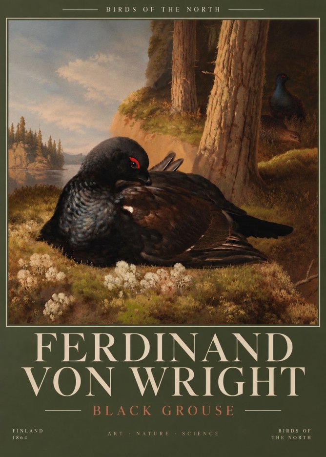 Ferdinand von Wright The Black Grouse No6 - Affiche