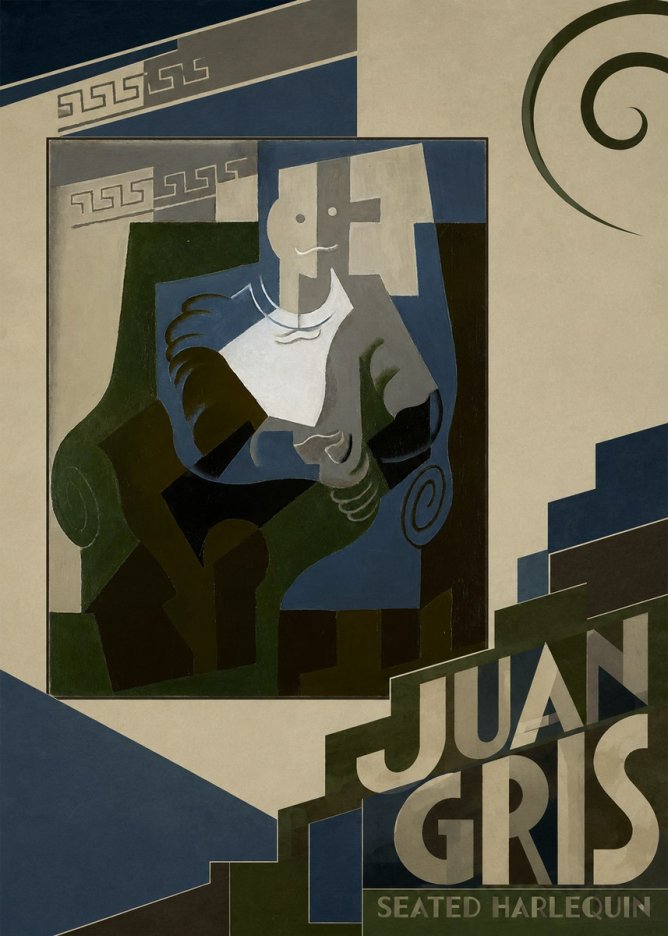 Juan Gris Seated Harlequin No6 - Affiche