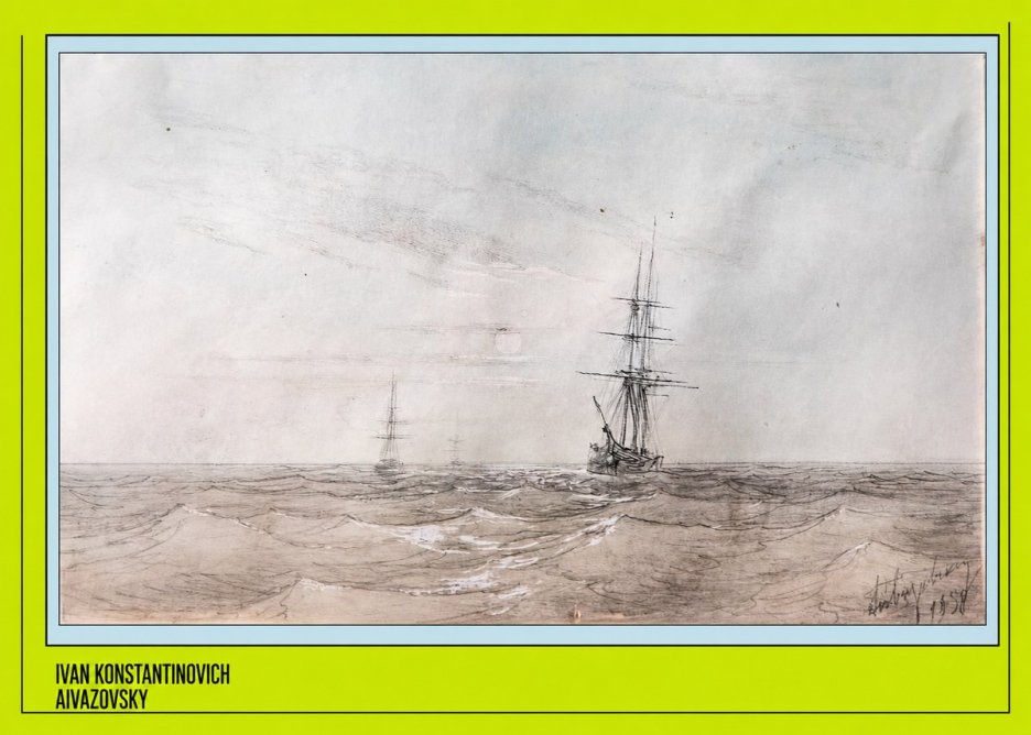 Ivan Konstantinovich Aivazovsky Two Sailing Ships at Sea No3 - Affiche