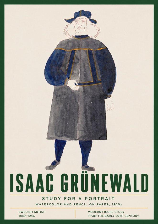 Isaac Grünewald Study for a Portrait No4 - Affiche