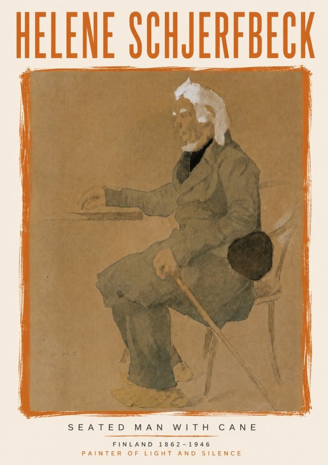Helene Schjerfbeck Seated Man with Cane No6 - Affiche