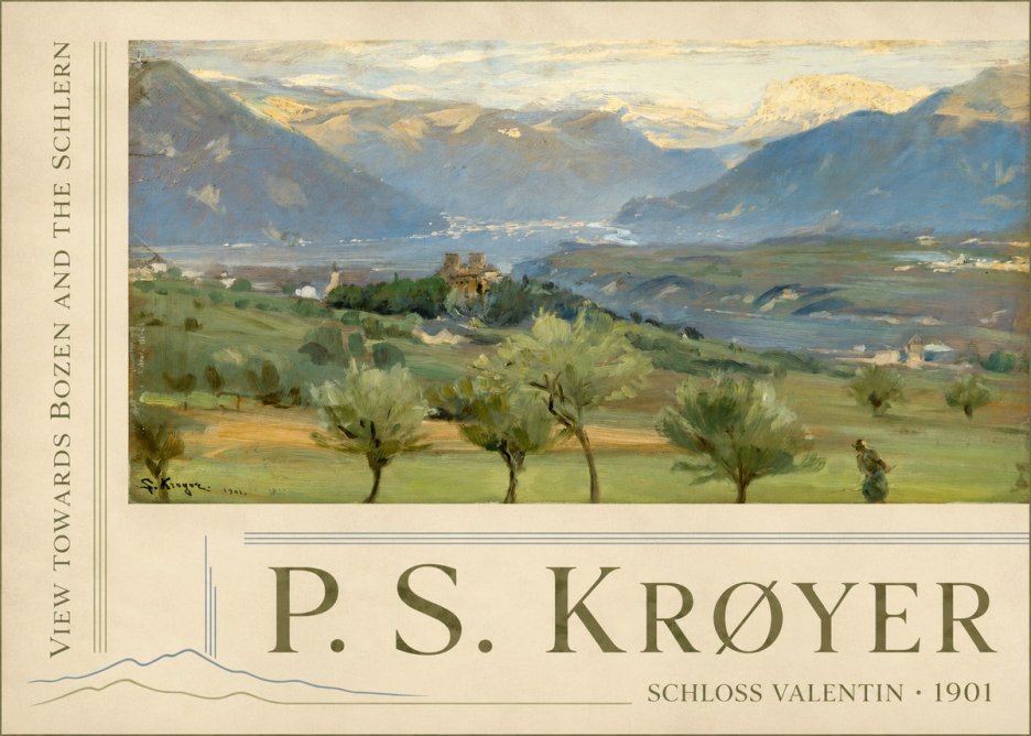 P.S. Krøyer View Towards Bozen and the Schlern No2 - Affiche