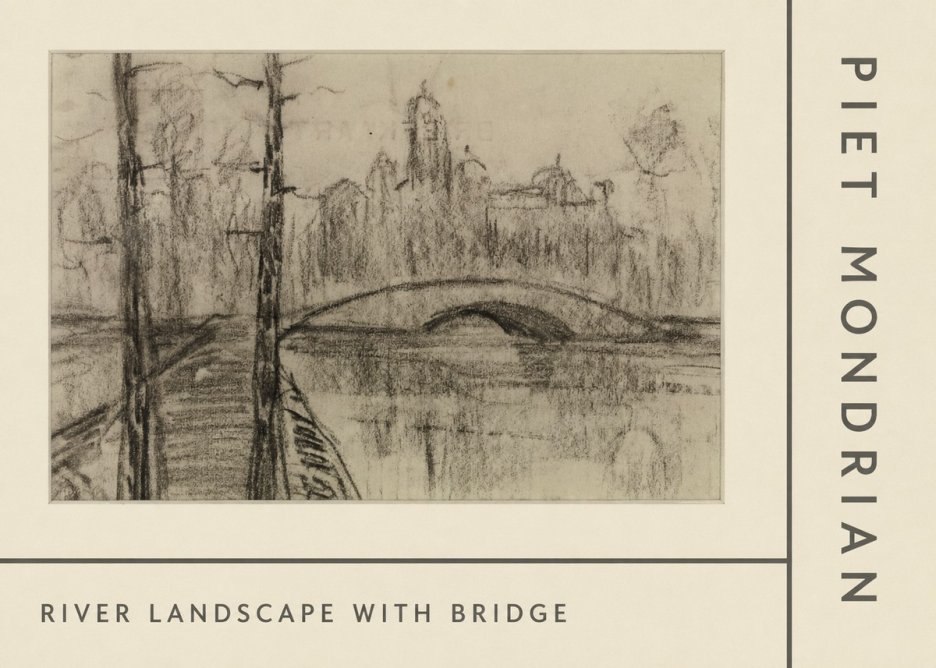 Piet Mondrian River Landscape with Bridge No2 - Affiche