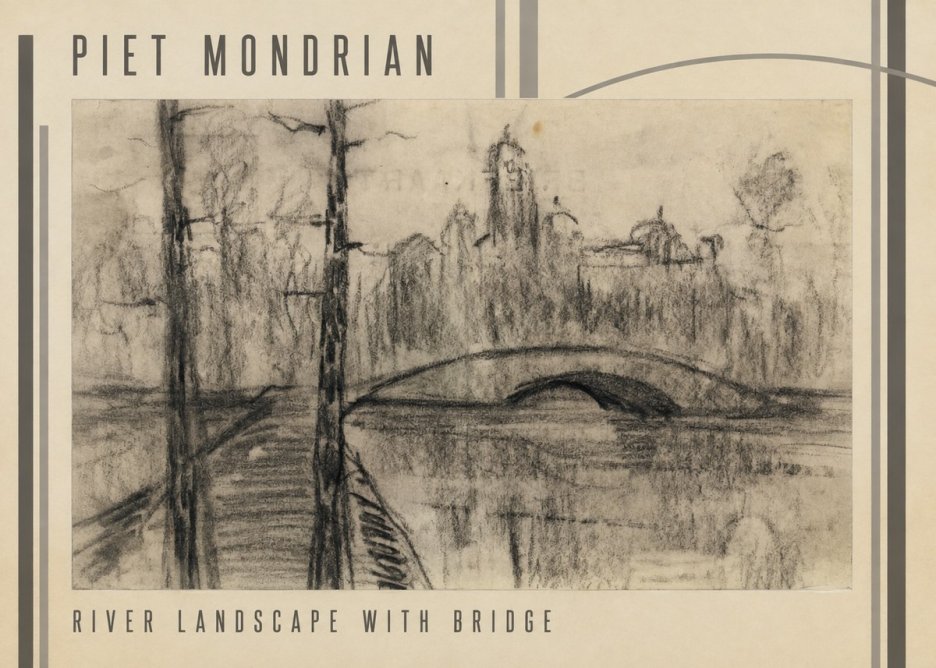 Piet Mondrian River Landscape with Bridge No3 - Affiche