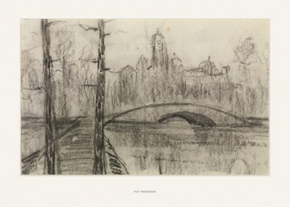 Piet Mondrian River Landscape with Bridge No5 - Affiche