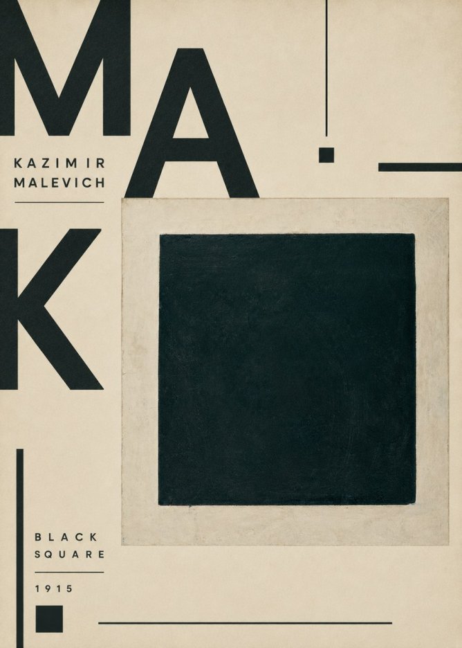 Kazimir Malevich Black Square No5 - Affiche