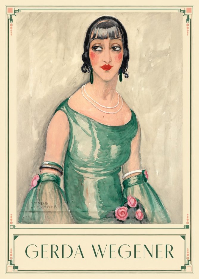 Gerda Wegener Portrait of a Woman in Green Dress No1 - Affiche