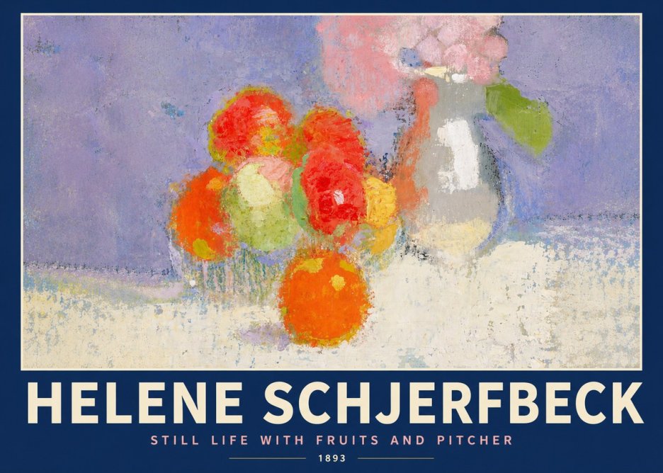 Helene Schjerfbeck Still Life with Fruits and Pitcher No4 - Affiche