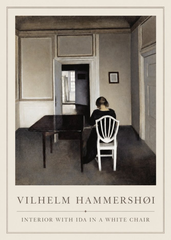 Vilhelm Hammershøi Interior with Ida in a White Chair No1 - Affiche