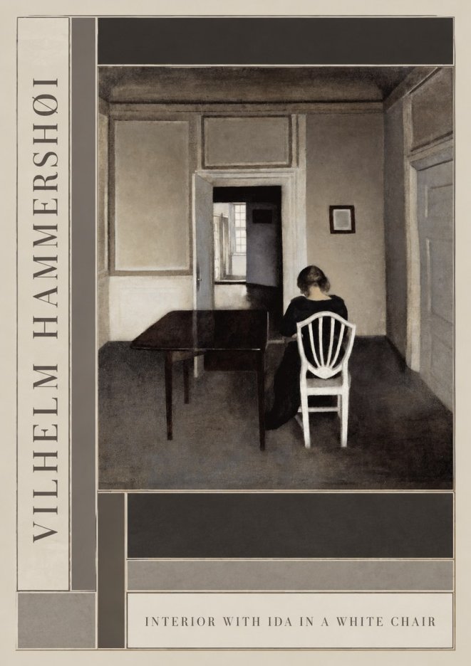Vilhelm Hammershøi Interior with Ida in a White Chair No2 - Affiche