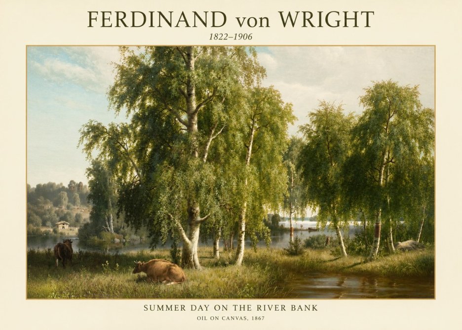 Ferdinand von Wright Summer Day on the River Bank No1 - Affiche