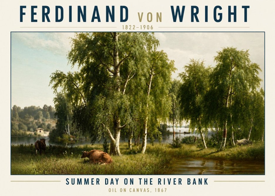 Ferdinand von Wright Summer Day on the River Bank No3 - Affiche