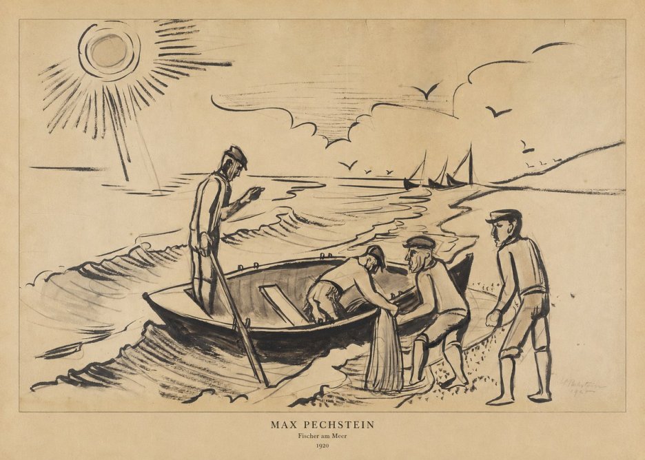 Max Pechstein Fischer Am Meer - 1920 No6 - Affiche