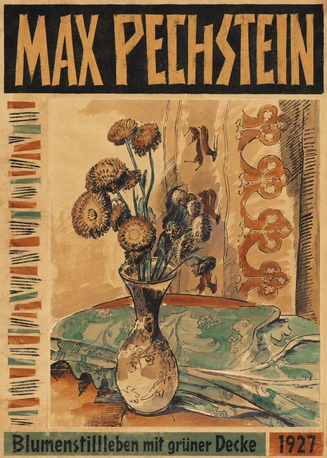 Max Pechstein Blumenstillleben Mit Grüner Decke No3 - Affiche