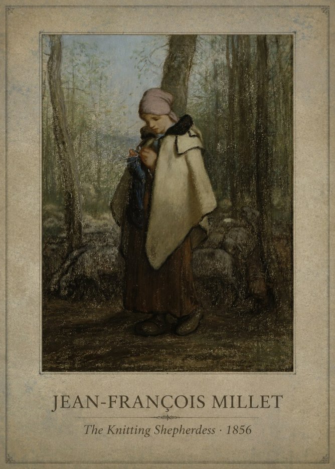 Jean-François Millet The Knitting Shepherdess · 1856 No1 - Affiche