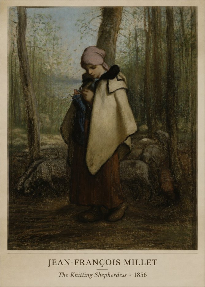 Jean-François Millet The Knitting Shepherdess · 1856 No5 - Affiche