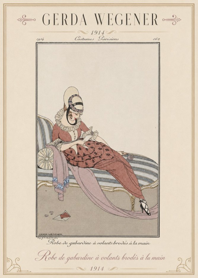 Gerda Wegener Robe De Gabardine À Volants Brodés À La Main II No1 - Affiche