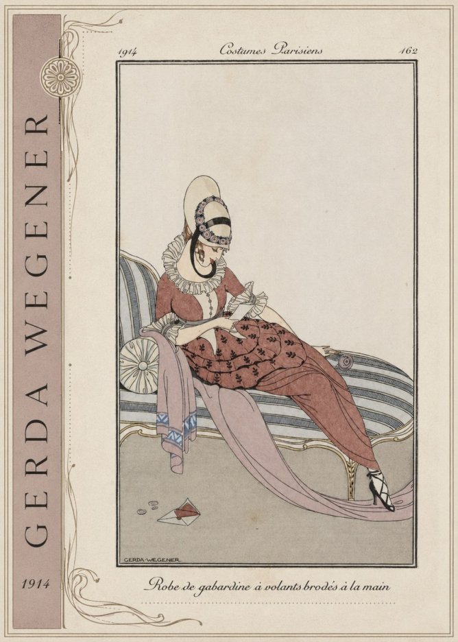 Gerda Wegener Robe De Gabardine À Volants Brodés À La Main II No2 - Affiche