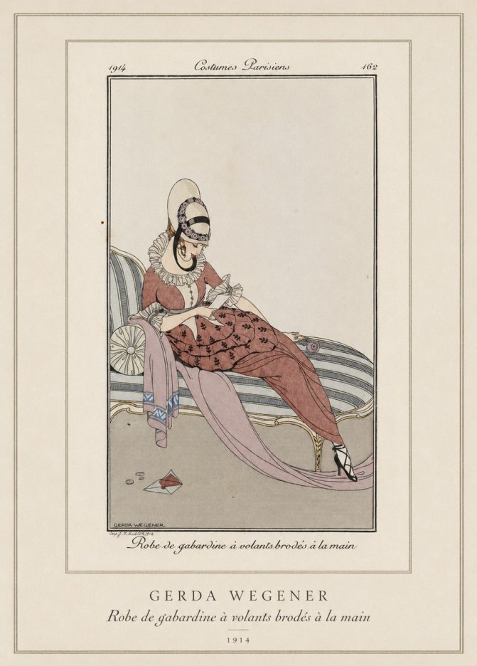 Gerda Wegener Robe De Gabardine À Volants Brodés À La Main II No3 - Affiche
