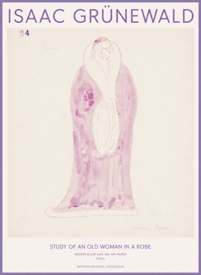 Isaac Grünewald Study of an Old Woman in a Robe No1 - Affiche