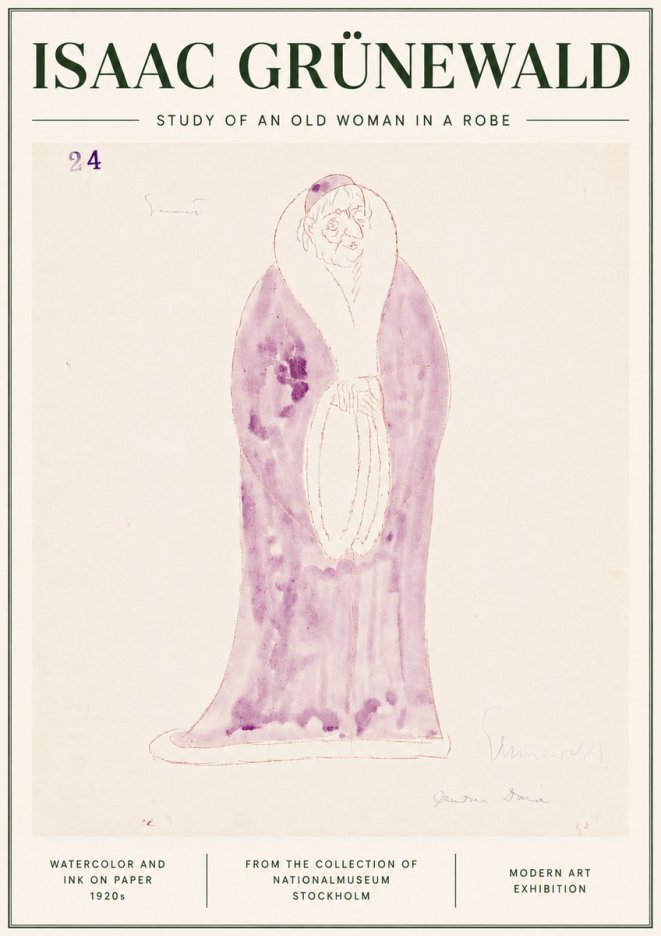 Isaac Grünewald Study of an Old Woman in a Robe No3 - Affiche