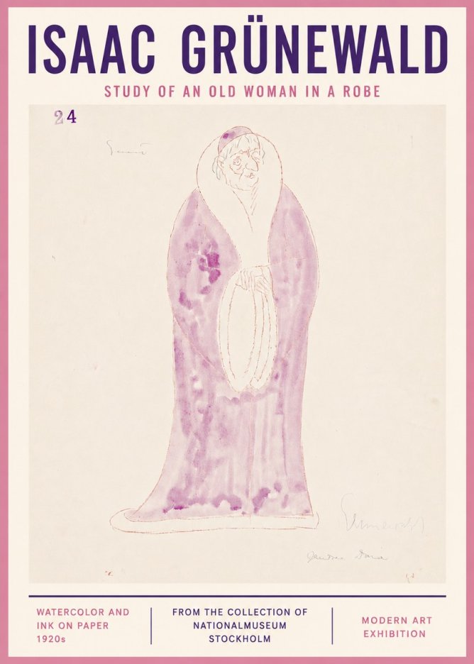 Isaac Grünewald Study of an Old Woman in a Robe No4 - Affiche