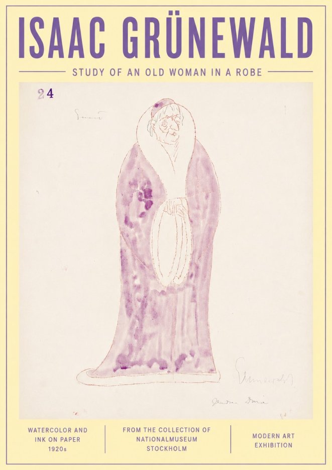 Isaac Grünewald Study of an Old Woman in a Robe No6 - Affiche
