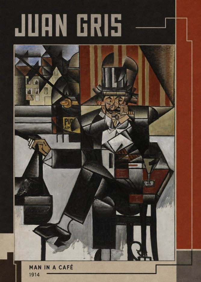 Juan Gris Man in a Café No6 - Affiche