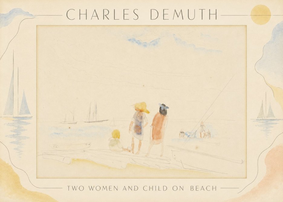 Charles Demuth Two Women and Child on Beach No3 - Affiche