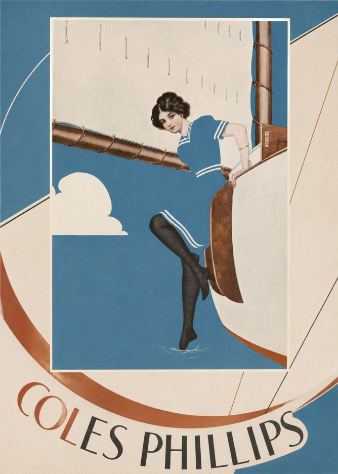 Coles Phillips Woman on a Yacht No6 - Affiche