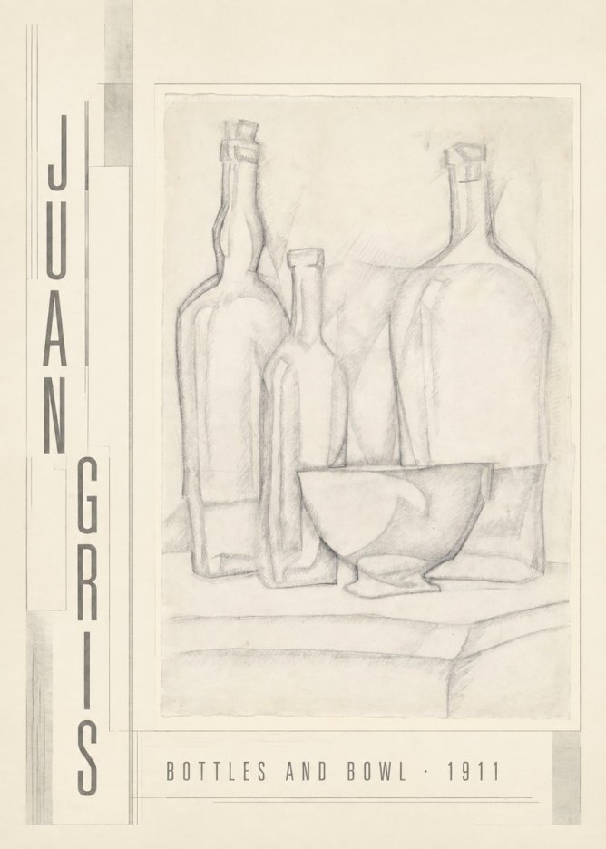 Juan Gris Bottles and Bowl No3 - Affiche