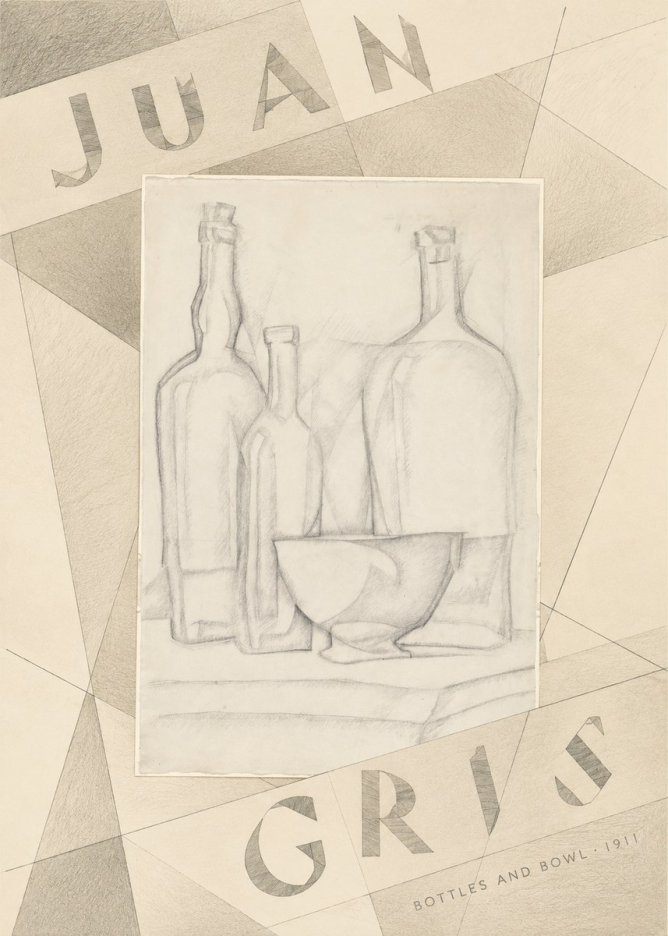 Juan Gris Bottles and Bowl No5 - Affiche