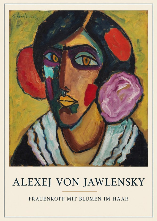 Alexej von Jawlensky Frauenkopf Mit Blumen Im Haar No5 - Affiche