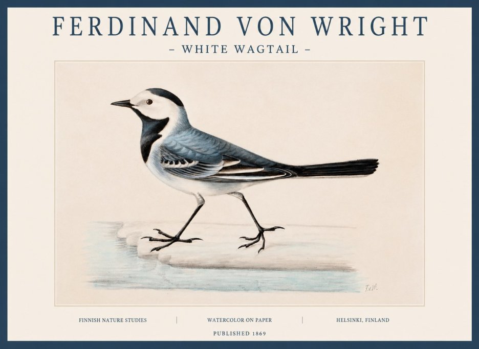 Ferdinand von Wright White Wagtail No1 - Affiche