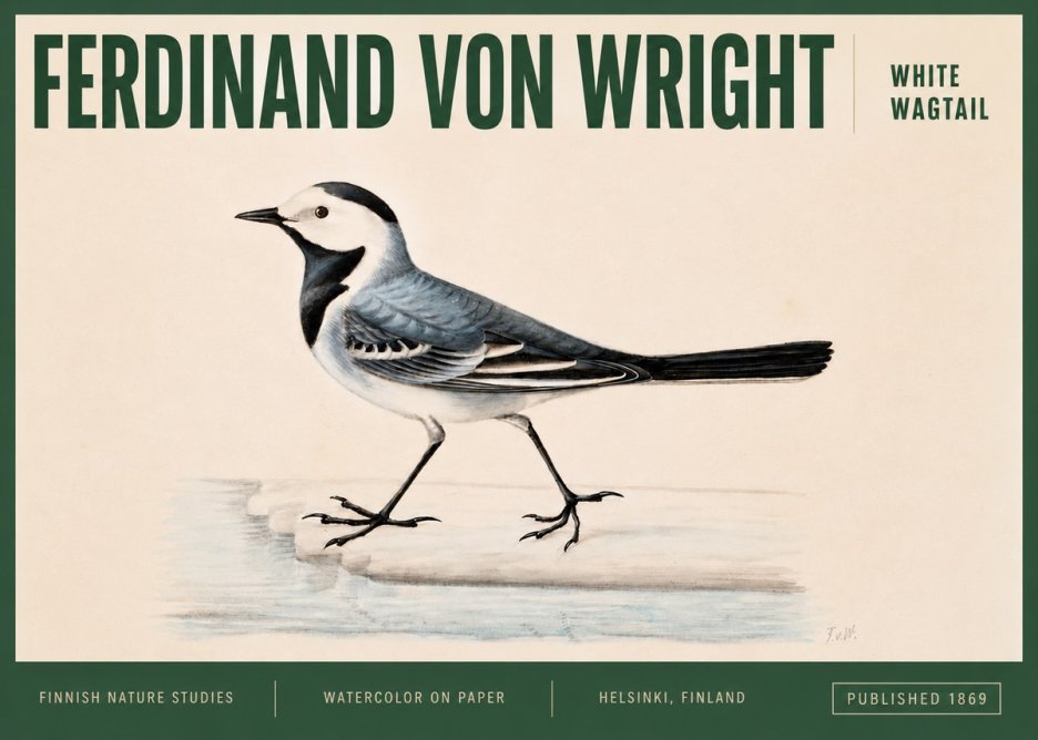 Ferdinand von Wright White Wagtail No3 - Affiche