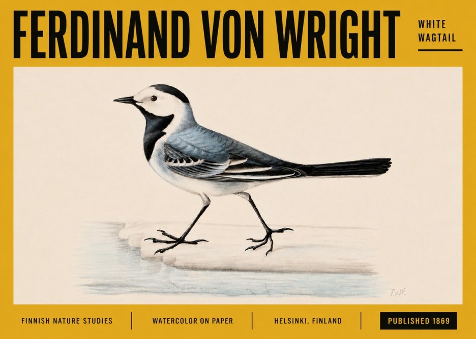 Ferdinand von Wright White Wagtail No5 - Affiche