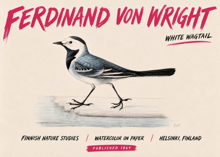 Ferdinand von Wright White Wagtail No6 - Affiche