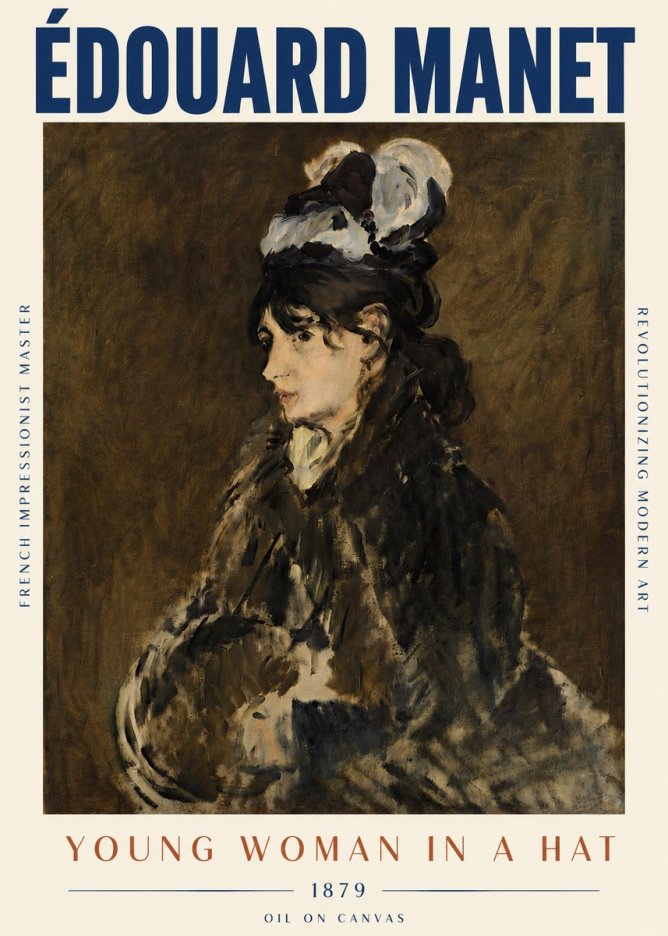 Édouard Manet Young Woman in a Hat I No5 - Affiche