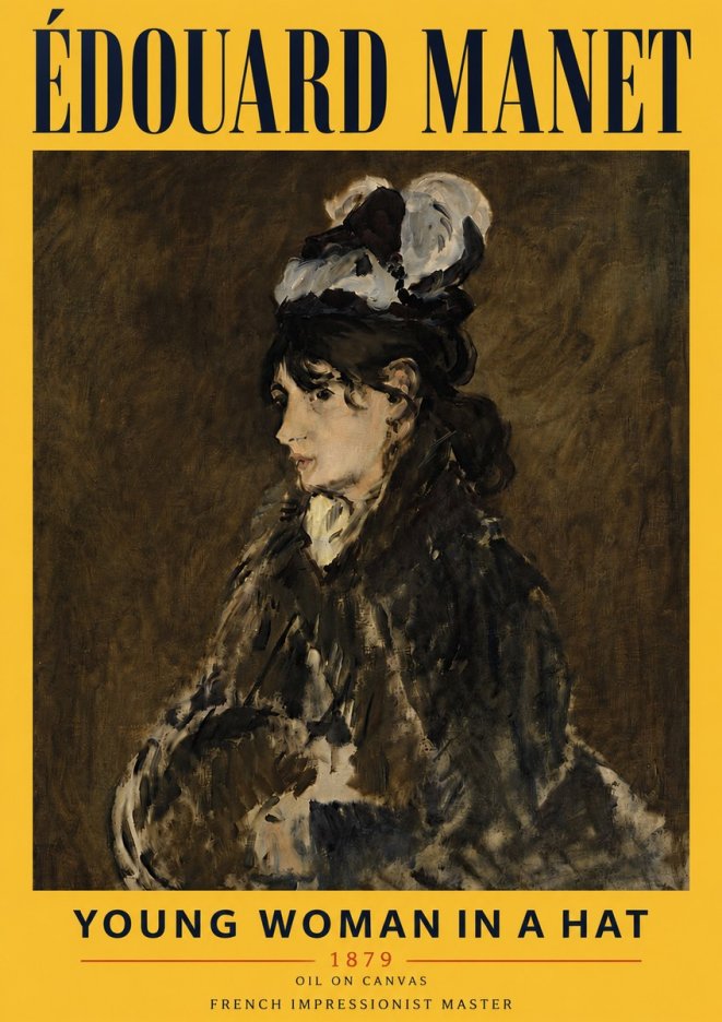 Édouard Manet Young Woman in a Hat I No6 - Affiche