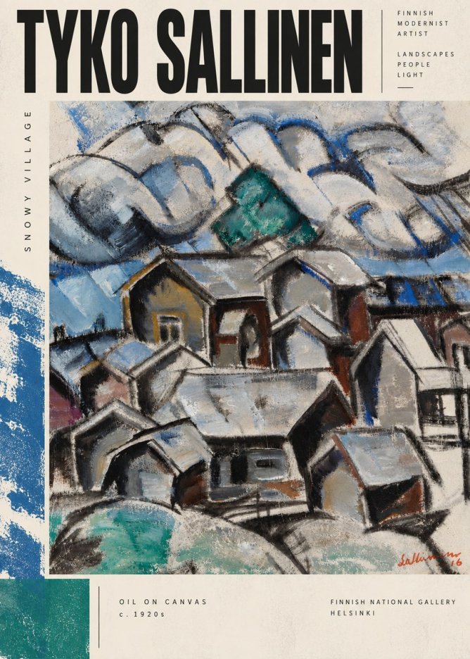 Tyko Sallinen Snowy Village No5 - Affiche