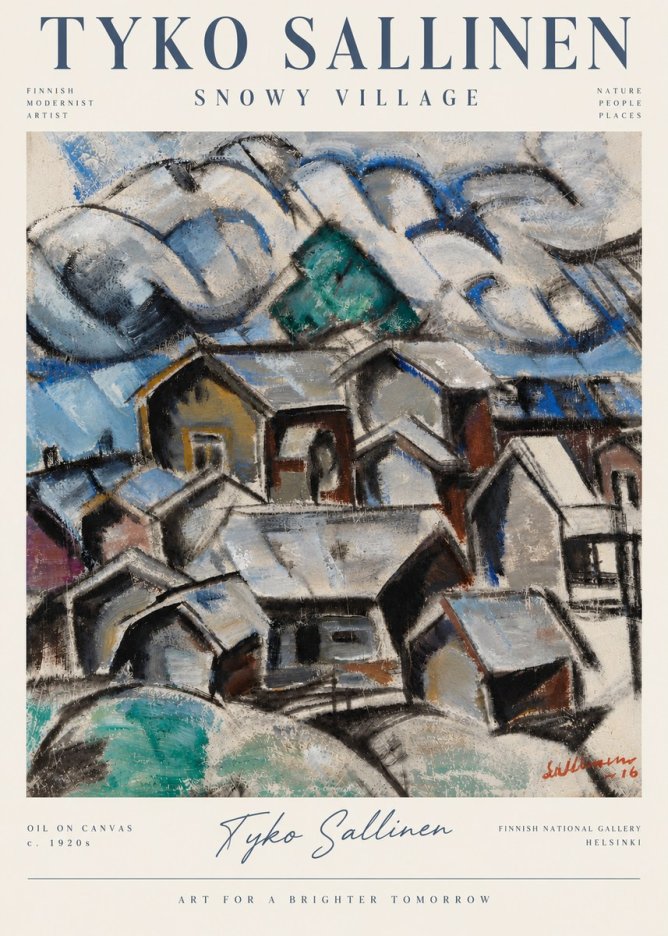 Tyko Sallinen Snowy Village No6 - Affiche
