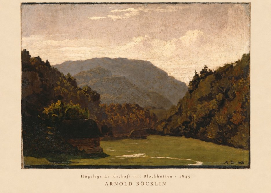 Arnold Böcklin Hügelige Landschaft Mit Blockhütten No2 - Affiche