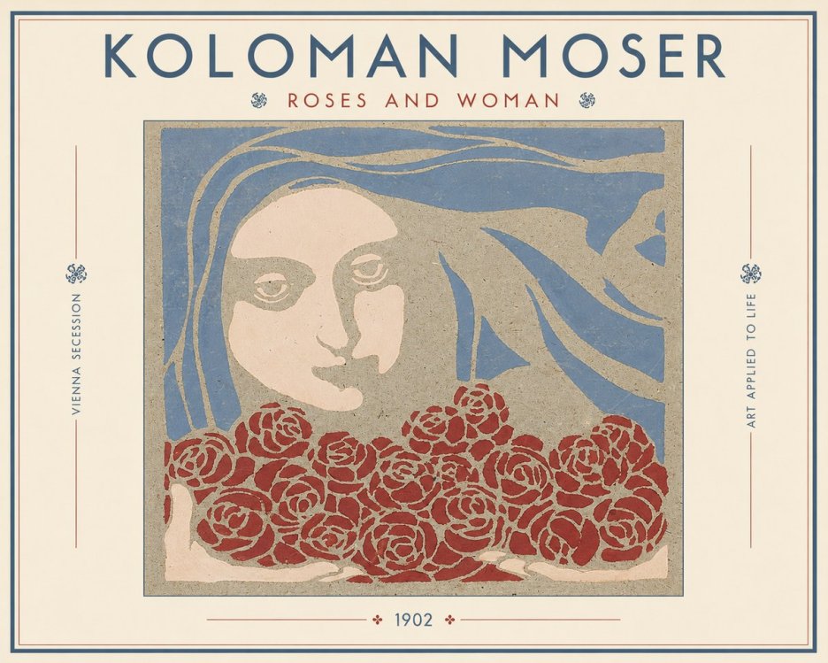 Koloman Moser Roses and Woman No3 - Affiche
