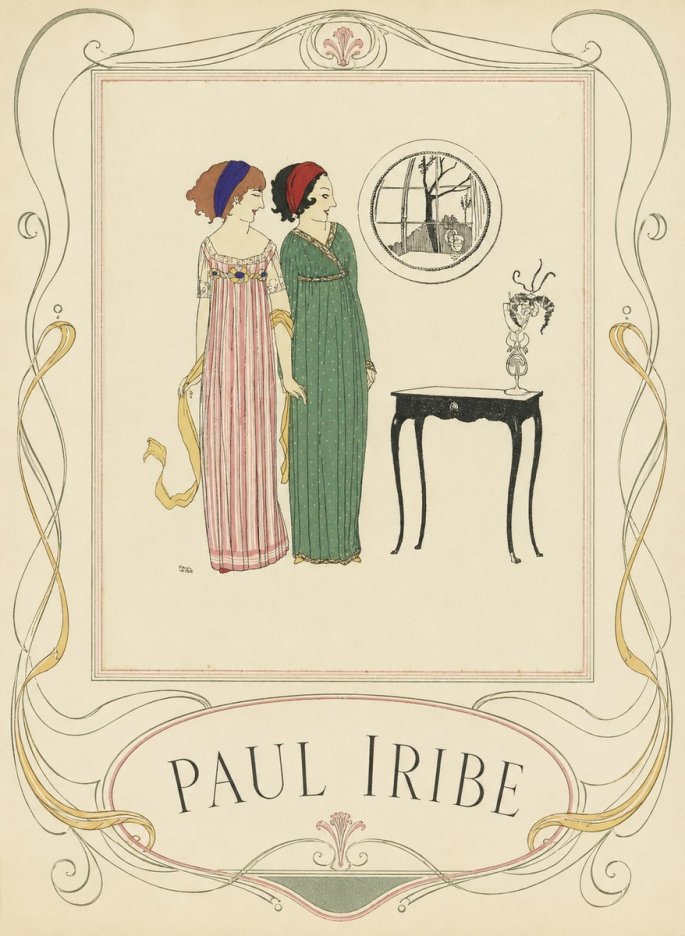 Paul Iribe Two Women in Elegant Dresses No3 - Affiche