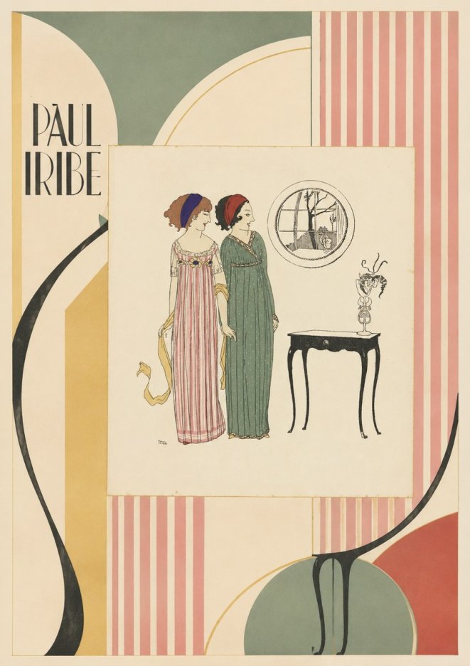 Paul Iribe Two Women in Elegant Dresses No4 - Affiche