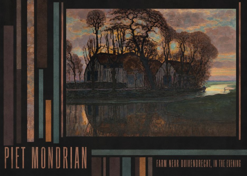 Piet Mondrian Farm Near Duivendrecht, in the Evening No5 - Affiche