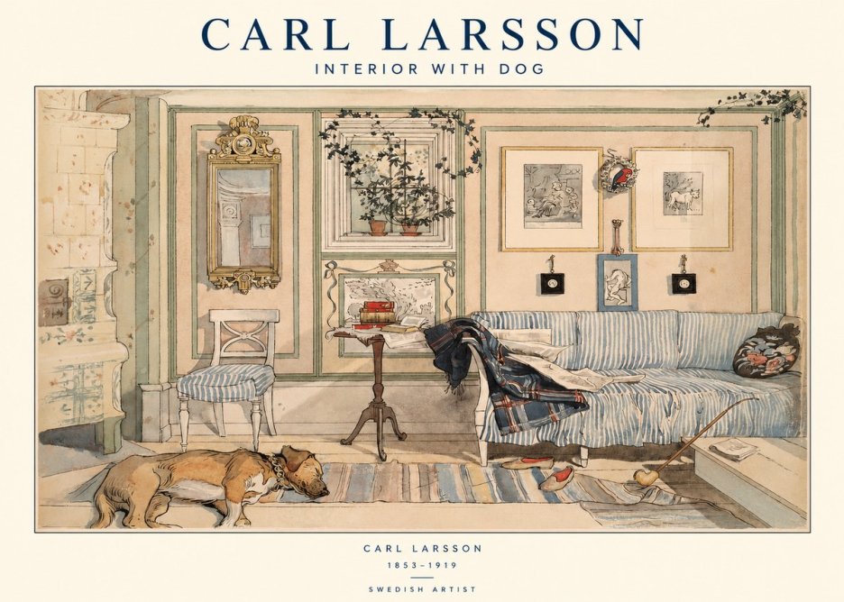 Carl Larsson Interior with Dog No1 - Affiche